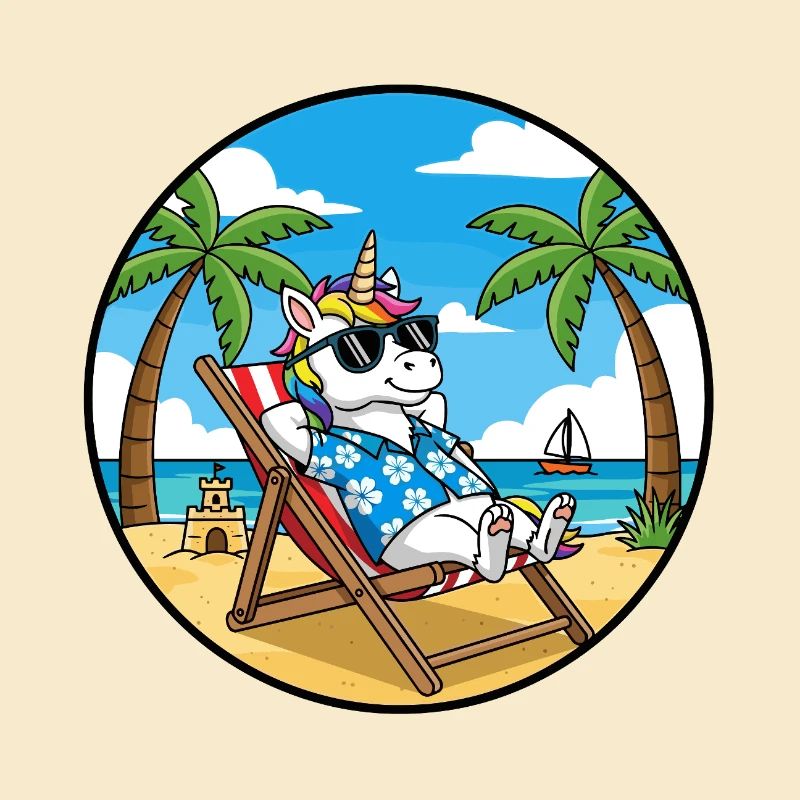 Cool Unicorn Beach Vacation Summer Vibes