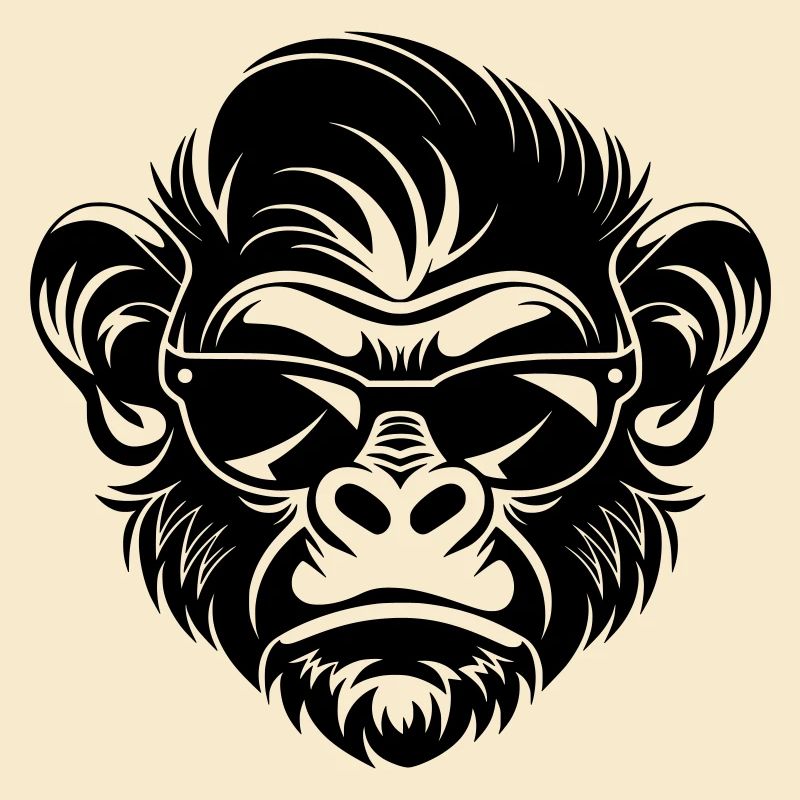 Cool Monkey Head with Sunglasses