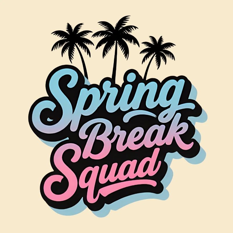 Spring Break Squad Palm Trees Tropical Holiday Party