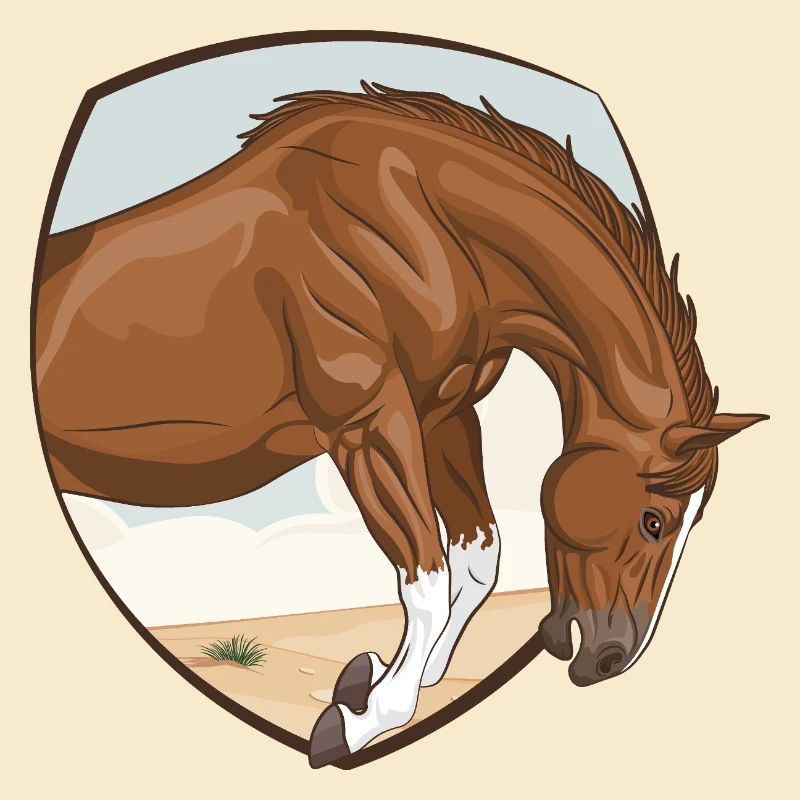 Ein Pferd, das in ein Feld springt