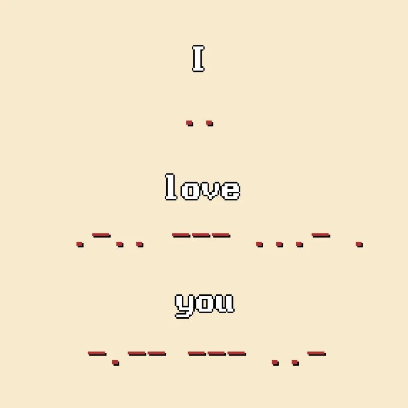 Retro Pixel Art Morse Code I Love you