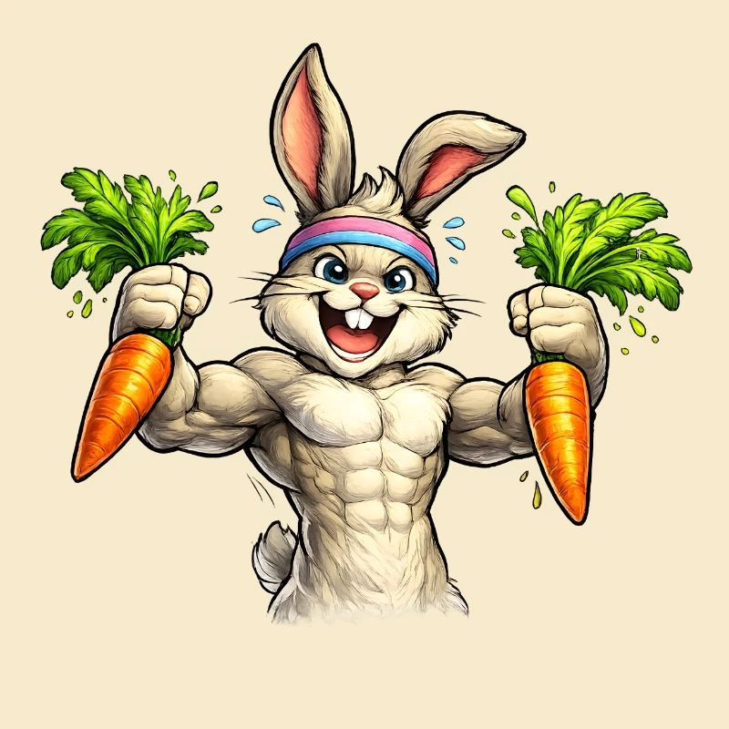 Starker Hase mit Karotten 