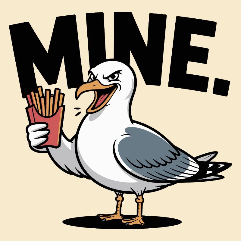 Grumpy Seagull mit Pommes