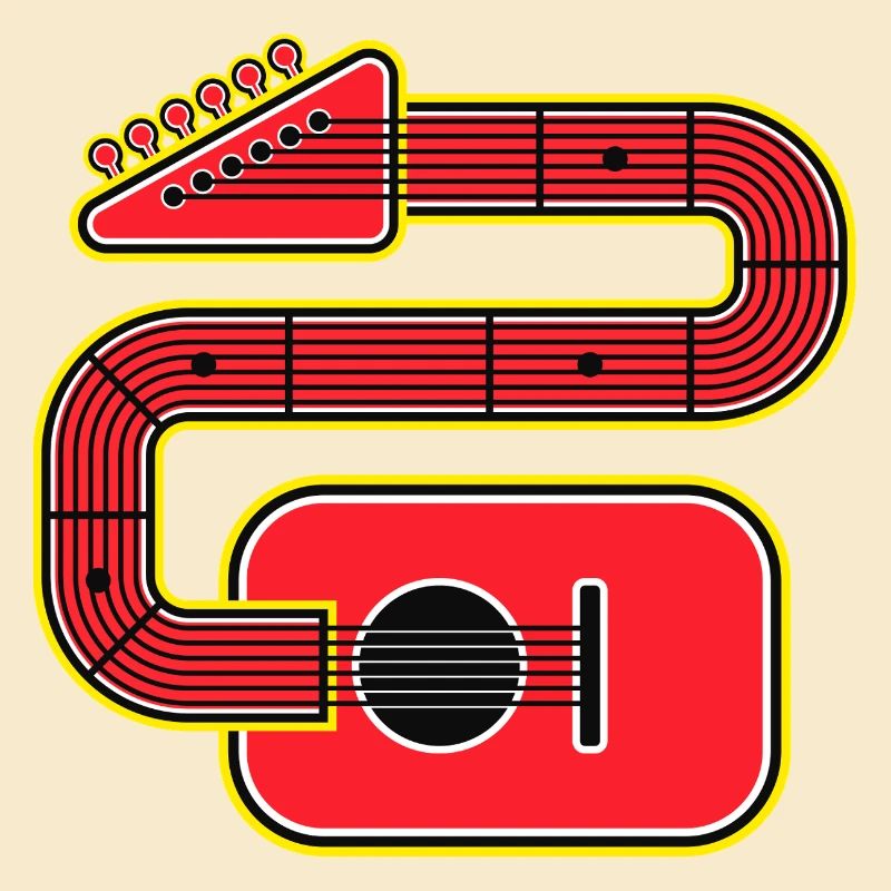 Red Abstract Shape Guitar