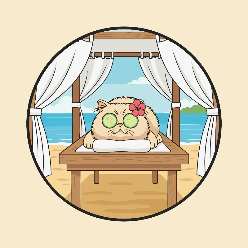 Art relaxant du chat au spa de plage