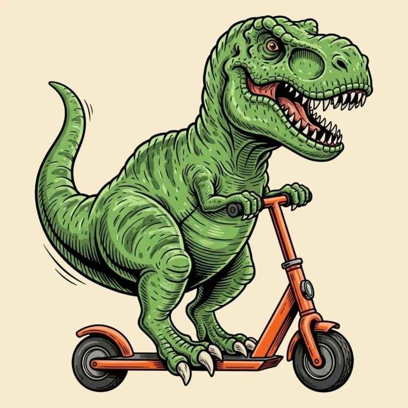 Dinosaurier-T-Rex auf dem Roller