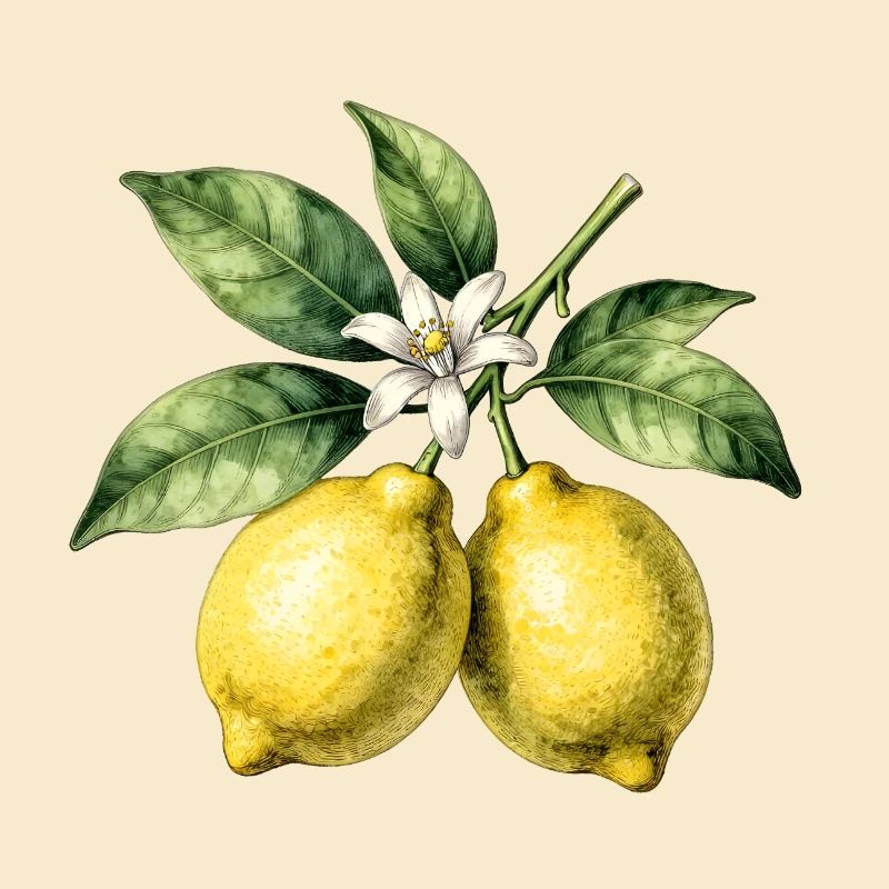 Botanical Lemon Trees Watercolor
