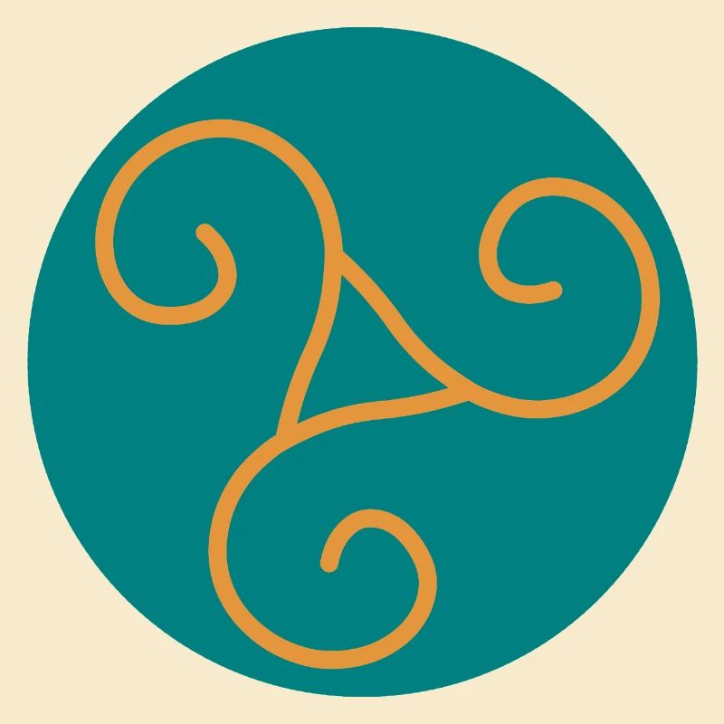 Decorative triskel in orange scrolls