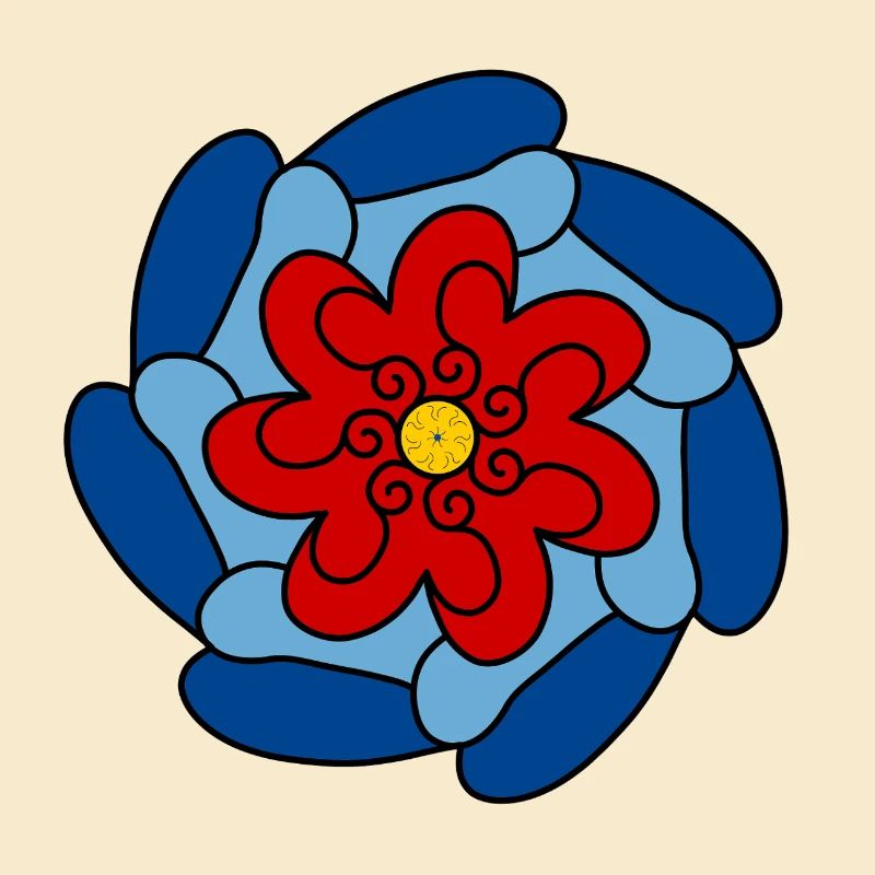 Rote Blume Blaue Mandala