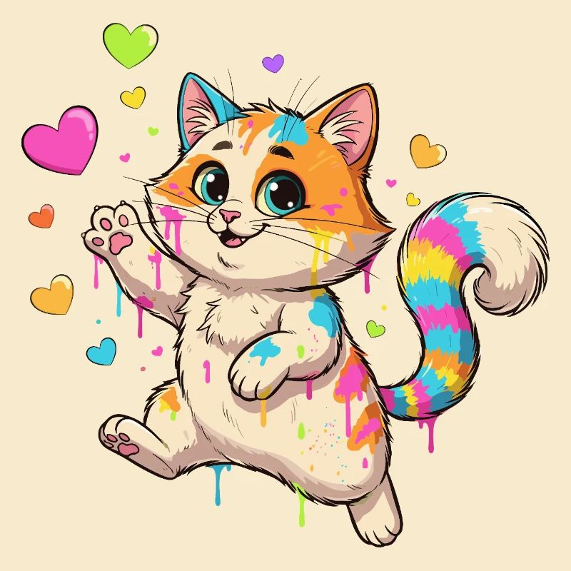 Bunte Farbklecks Katze