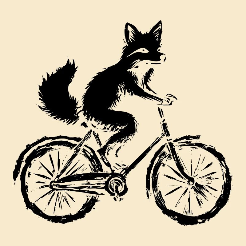 Funny Bicycle Fox