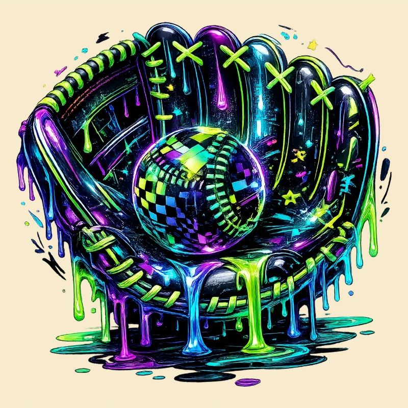 Baseball Handschuh Neon Graffiti Design
