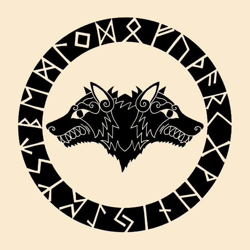 Schwarzer Wolf mit zwei Köpfen