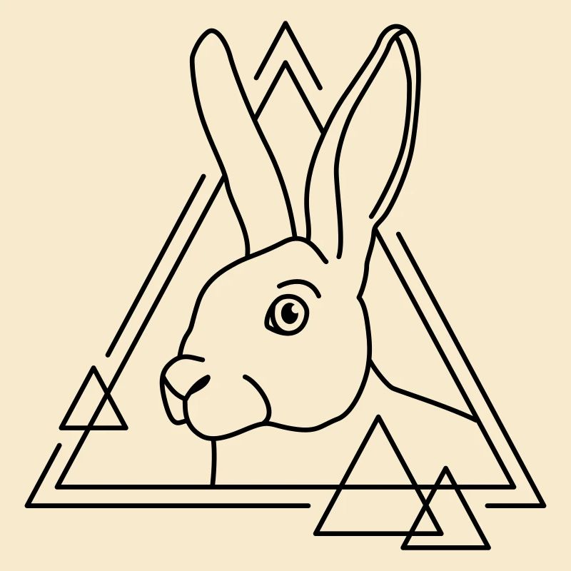 Rabbit in geometric shape - line art design