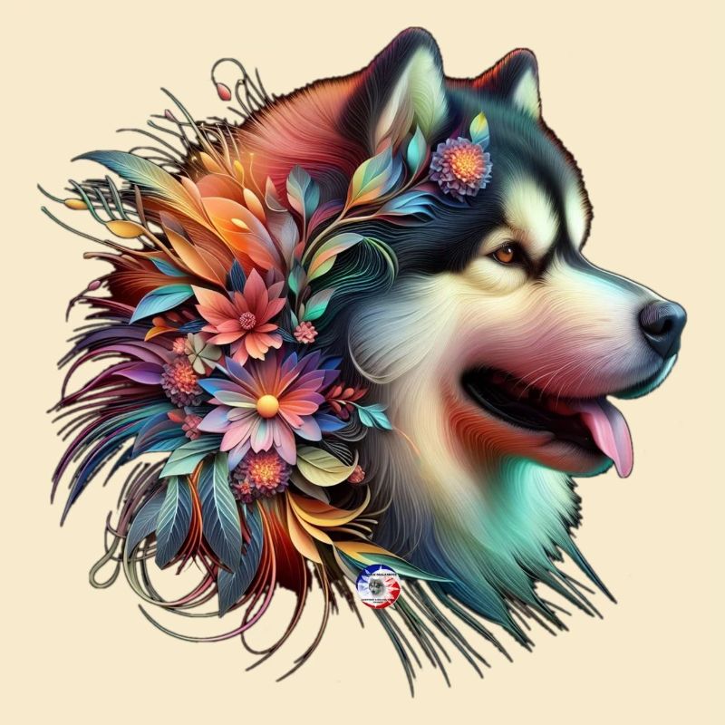 Blumiger Malamute-Kopf