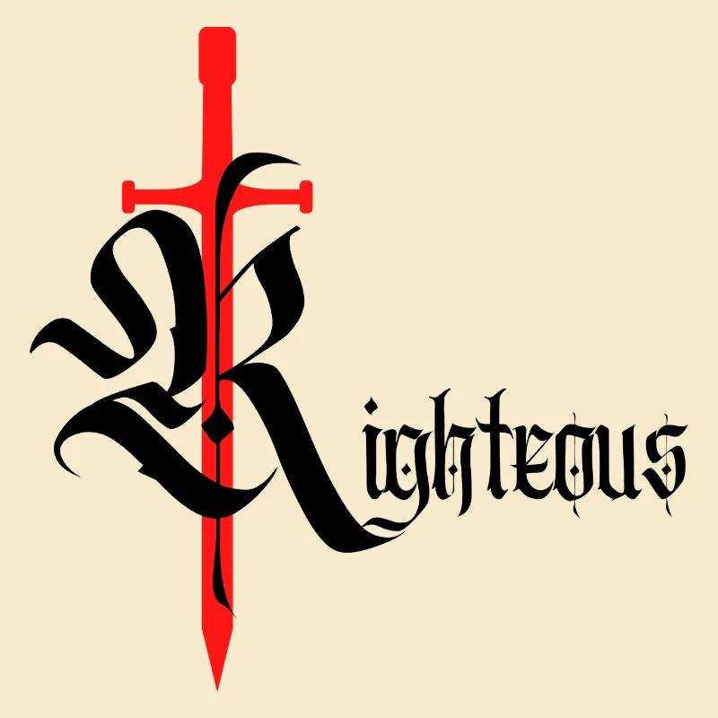 Gothic Righteous Design mit Schwert mit schwarzem Text