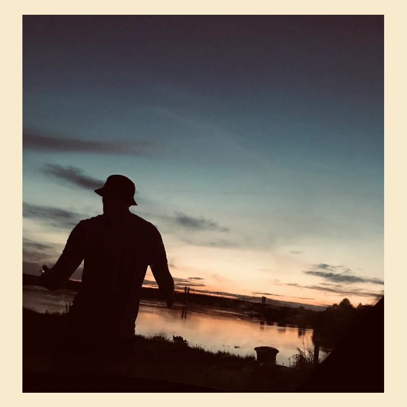Riverside landscape at sunset