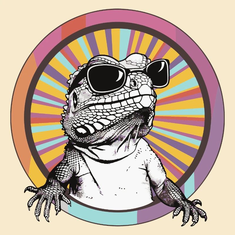 Lizard in Retro Sunglasses Iguana