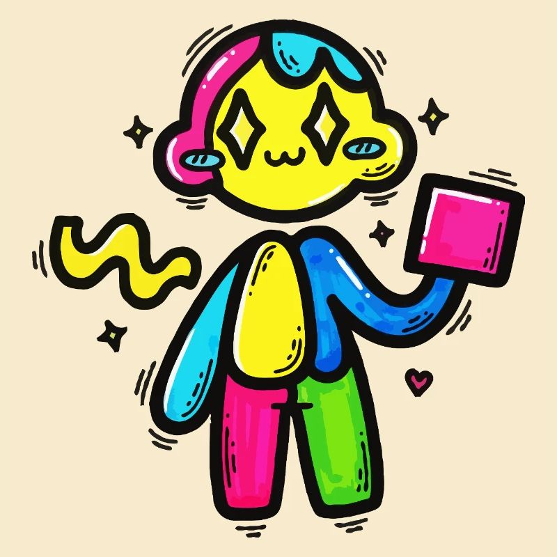 Bunter Doodle-Roboter mit Block