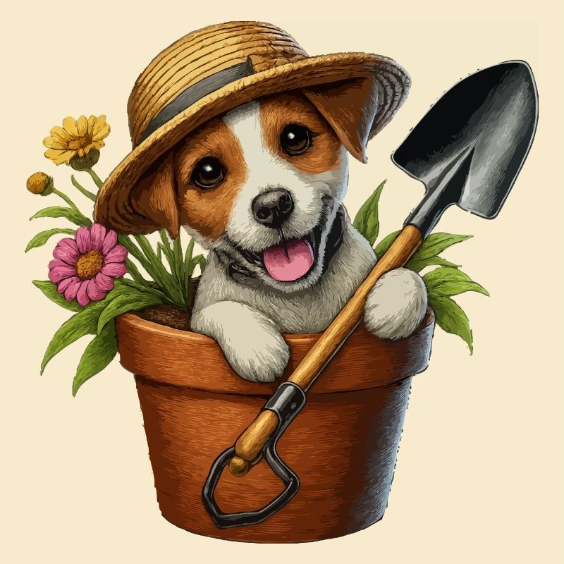 Jack Russell Terrier Blumentopf Gartendesign