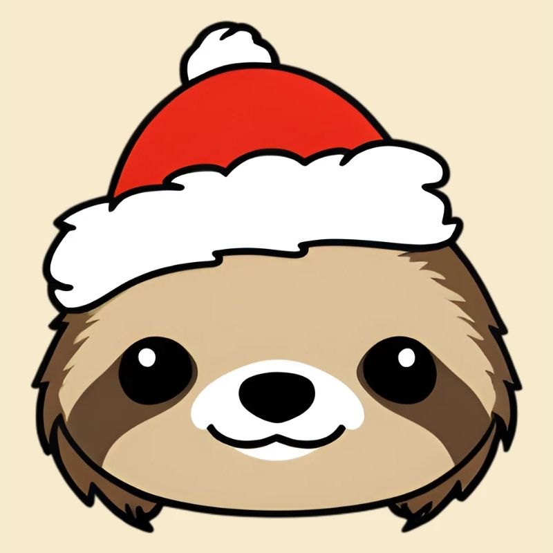 Weihnachts-Sloth mit Santa-Hut