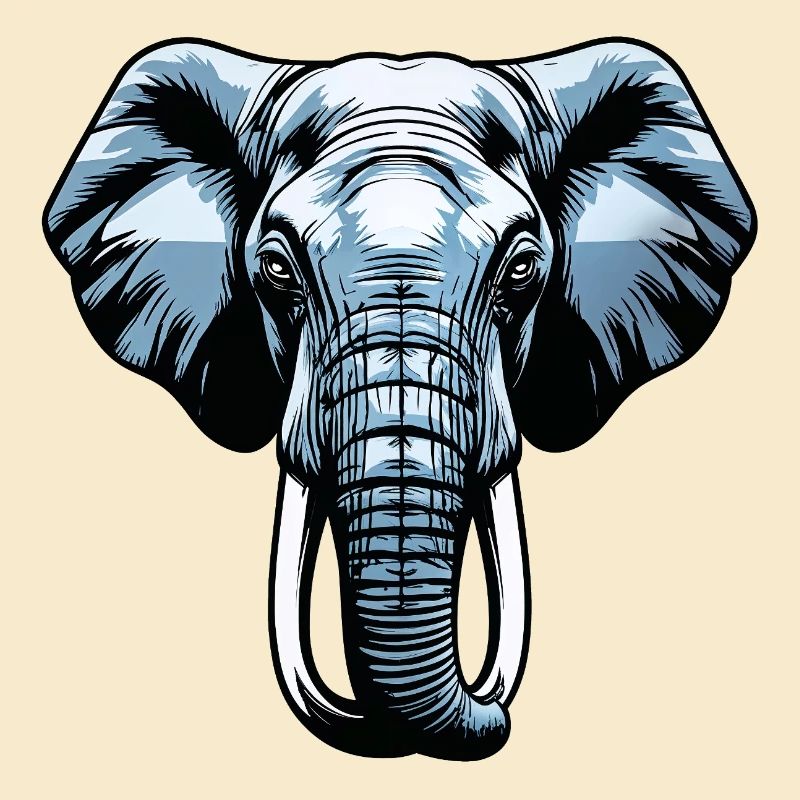 Blue Elephant Head Vector