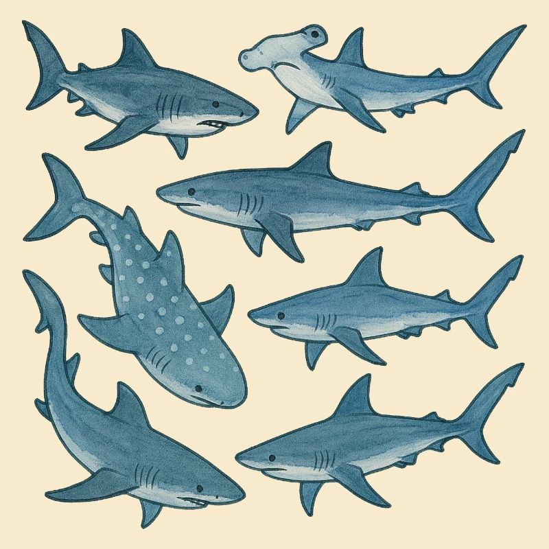 Parade du Requin Bleu Imprimé Océan