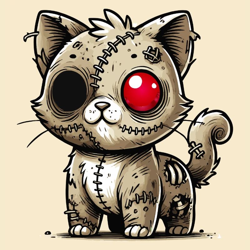 chat kawaii zombie effrayant pour s’amuser à Halloween
