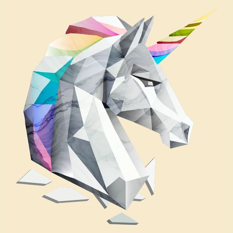 Geometric Unicorn with Rainbow Mane