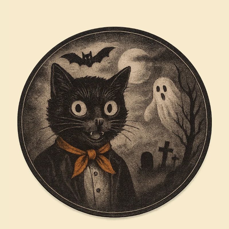 Creepy cats with ghost moon