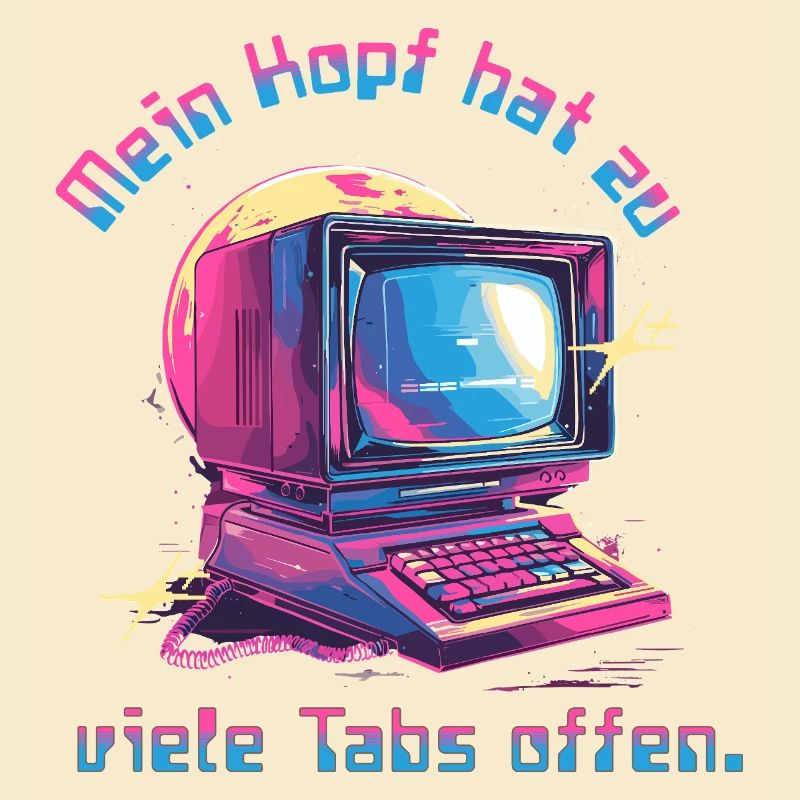 Vintage Computer Neon Tabs Open