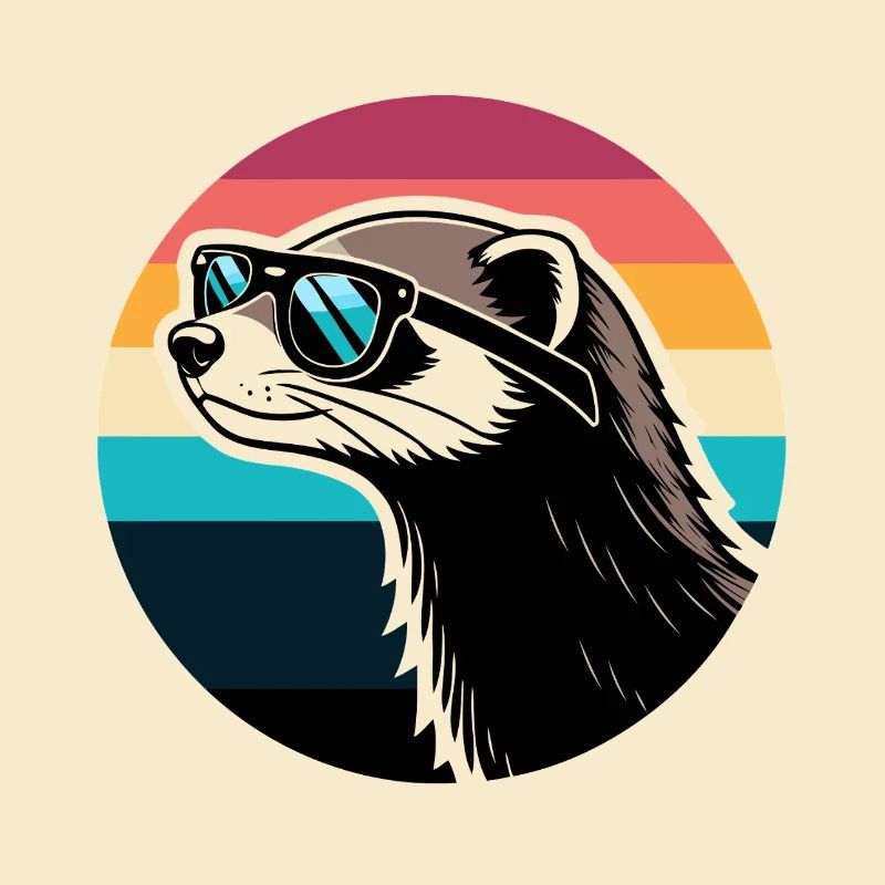 Frettchen-Silhouette Retro-Regenbogen