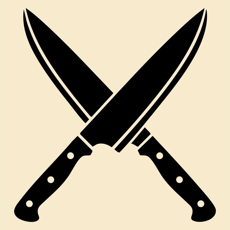Silhouette des couteaux de chef croisés