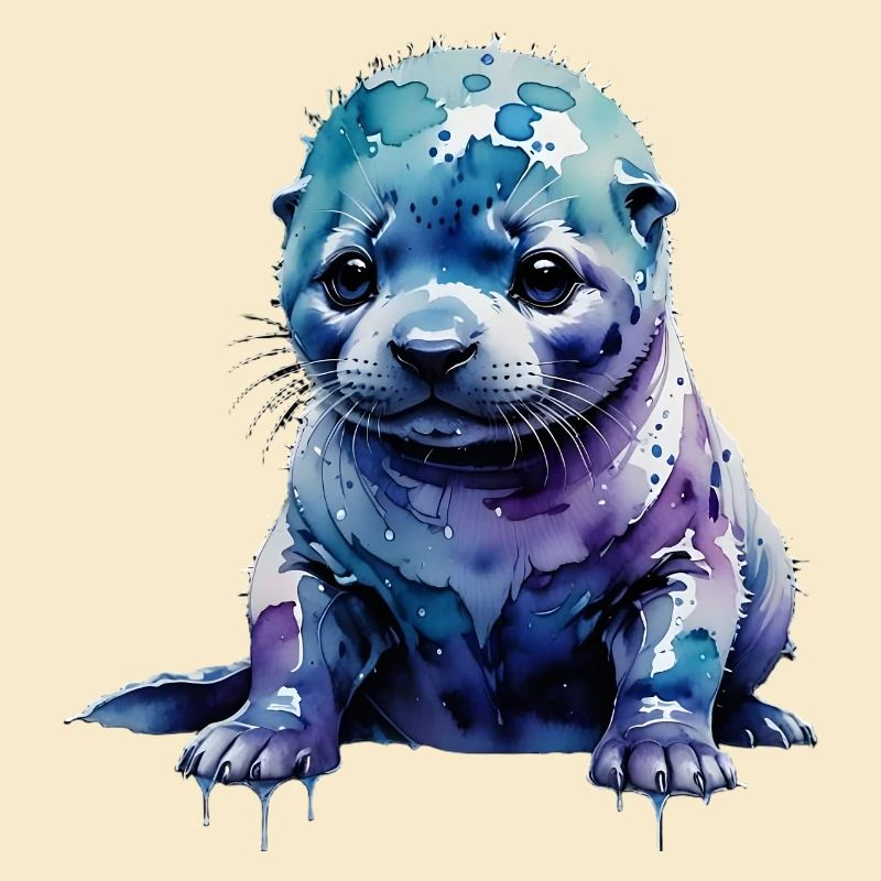Bébé de phoque aquarelle Violet bleue