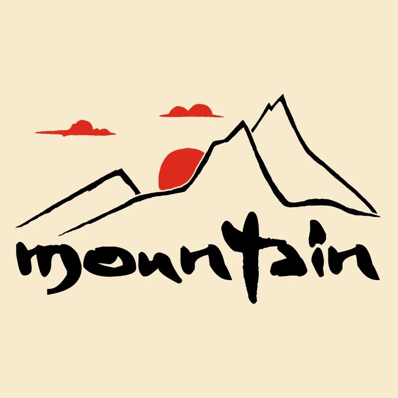 Black mountain and red sun