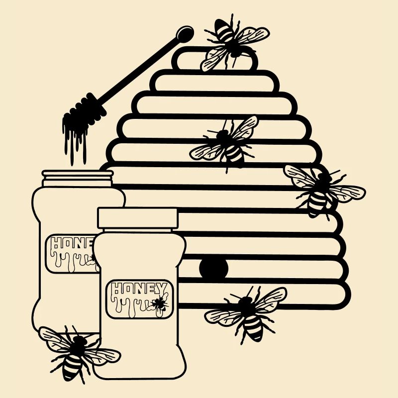 Ruche avec du miel et des abeilles