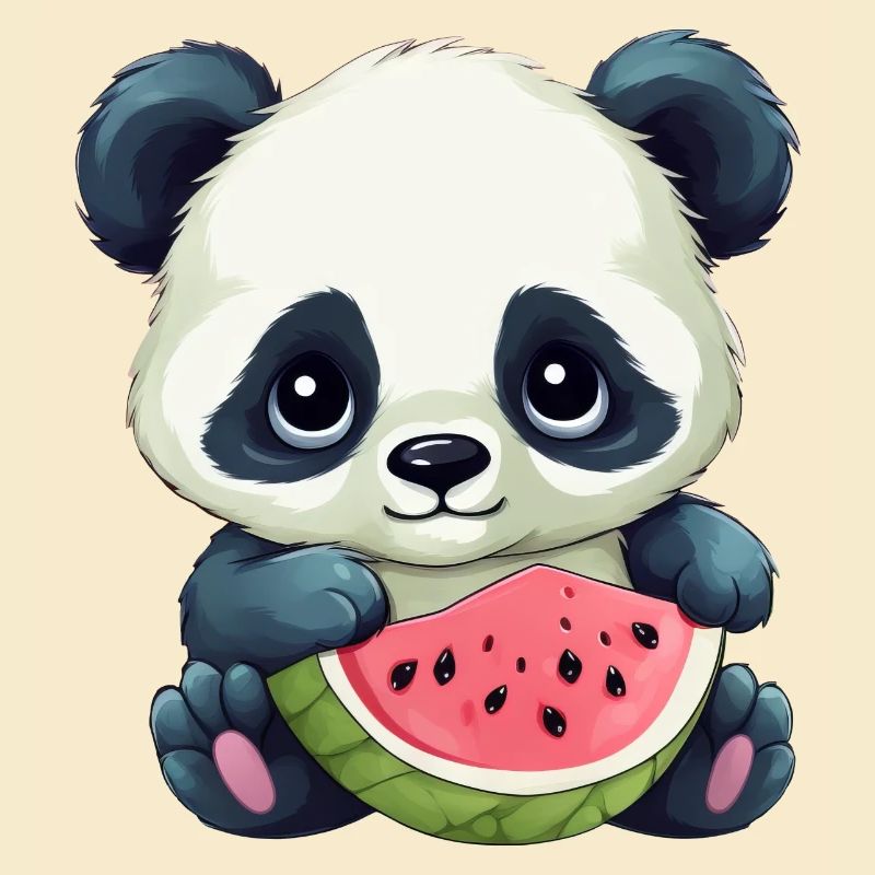 Süßes Panda mit Wassermelone