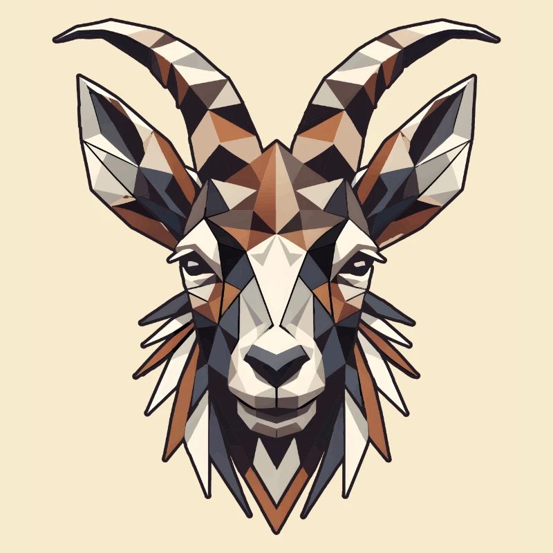 geometrischer Steinbock Kopf- Polygonen Motiv