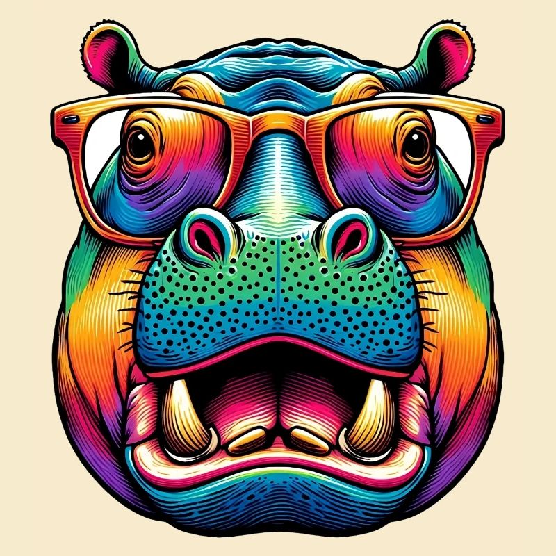 Nilpferd mit Brille