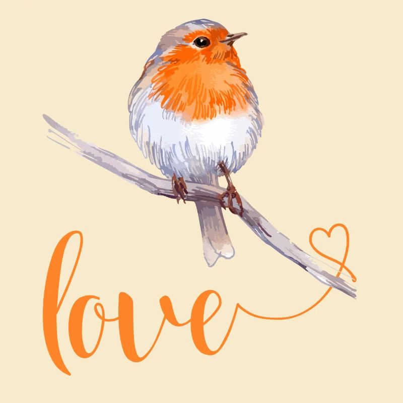 Robin with love text