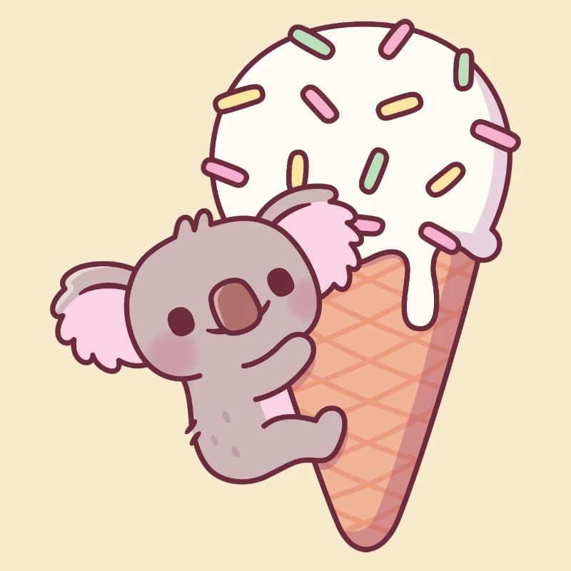 Drôle de koala s’accrochant à un cornet de crème glacée