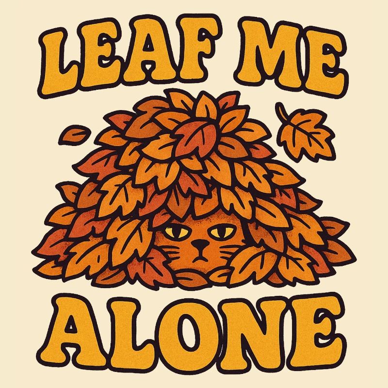 Illustration de chat avec une feuille d'arbre d'automne