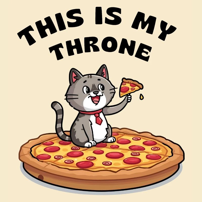 Chat de dessin animé sur pizza – C’est mon trône