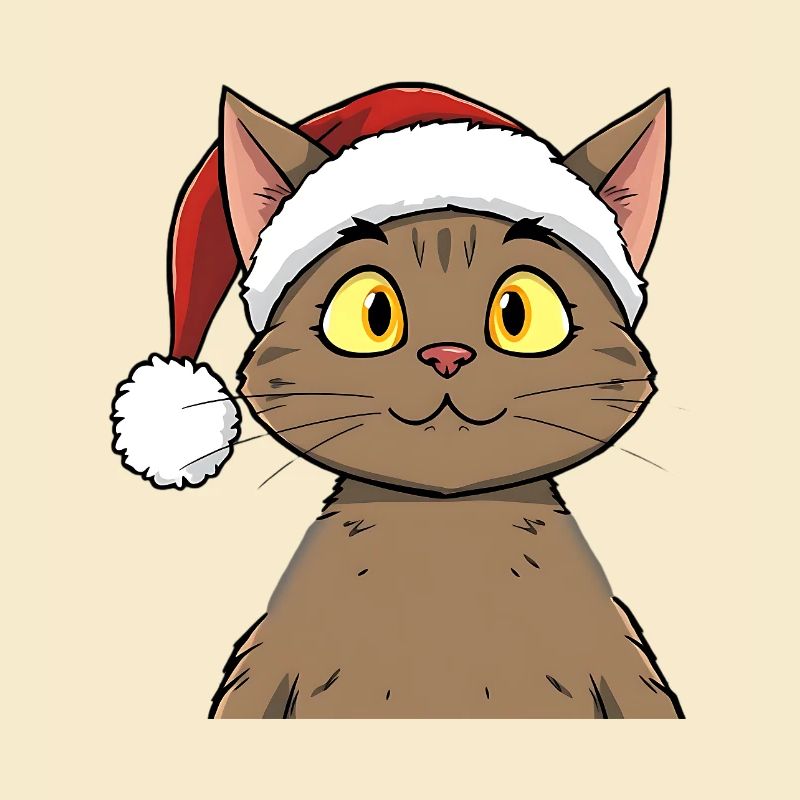 Chat de Noël mignon dans un style dessin animé mignon