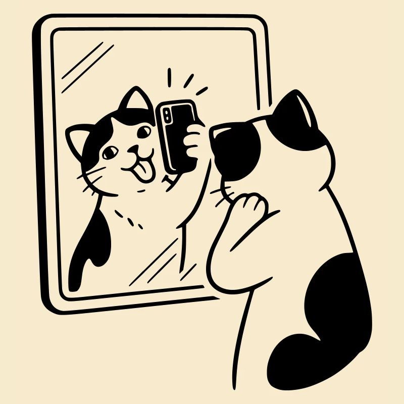 Selfie dans le miroir du chat