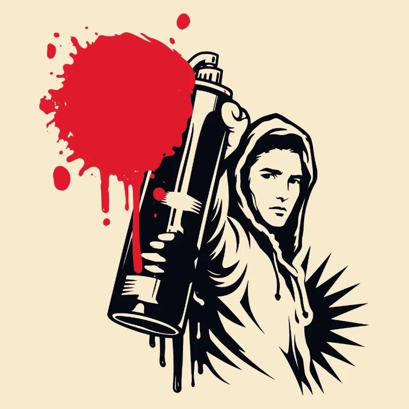 Graffiti Sprayer mit Spraydose im Urban Stil