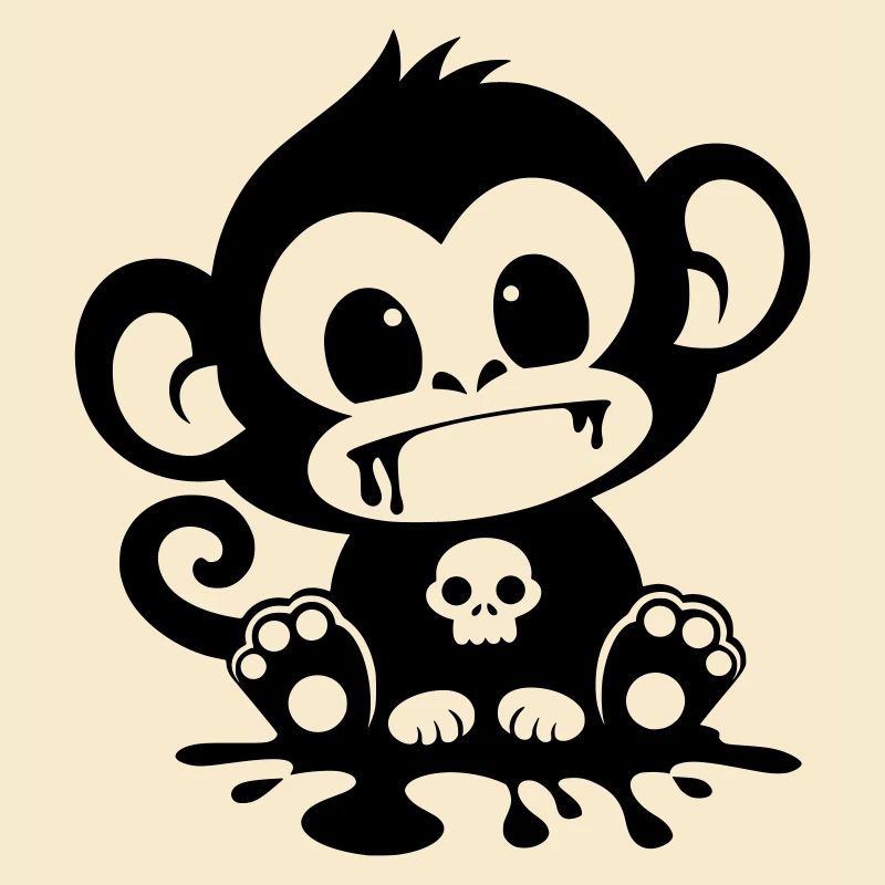 Singe Effrayant avec un Crâne