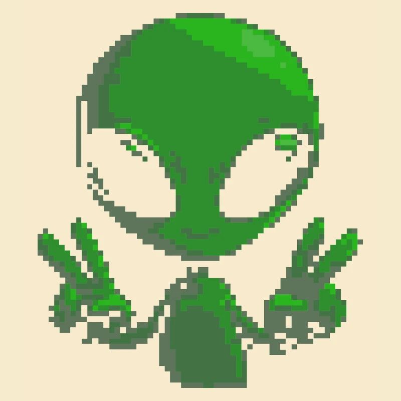 Pixel Alien Friedenszeichen