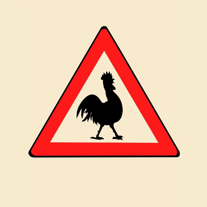 Hühnerwarnschild mit Humor