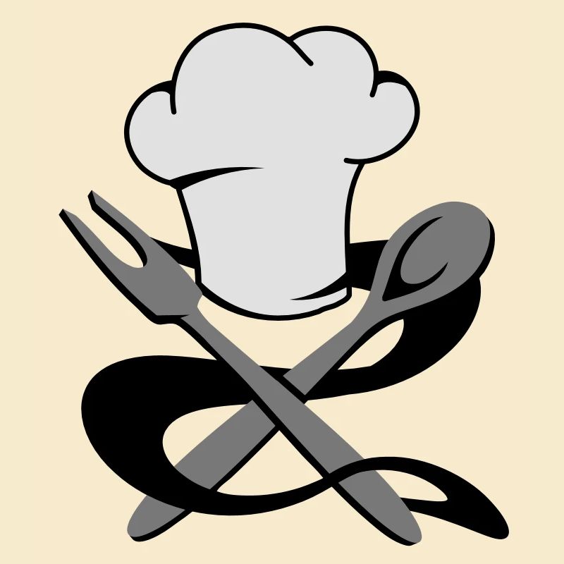 A chef's hat with spoon and fork